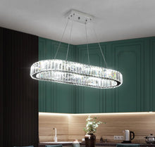 Load image into Gallery viewer, LED Chandelier Modern Silver Crystal Pendant Hanging Light 57cm 3 Color Lights Remote Control