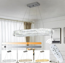 Load image into Gallery viewer, LED Chandelier Modern Silver Crystal Pendant Hanging Light 57cm 3 Color Lights Remote Control