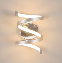 Load image into Gallery viewer, LED Indoor Wall Light Silver 21W Spiral Wall Lamp Warm White 25cm