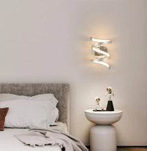 Load image into Gallery viewer, LED Indoor Wall Light Silver 21W Spiral Wall Lamp Warm White 25cm