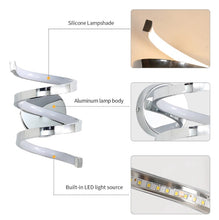Load image into Gallery viewer, LED Indoor Wall Light Silver 21W Spiral Wall Lamp Warm White 25cm