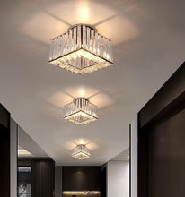 Load image into Gallery viewer, Semi Flush Mount Ceiling Light Crystal Chandelier Modern Ceiling Light Fixture Gold/Black 20 cm