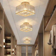 Load image into Gallery viewer, Semi Flush Mount Ceiling Light Crystal Chandelier Modern Ceiling Light Fixture Gold/Black 20 cm