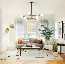 Load image into Gallery viewer, Black and Gold Chandelier E27 8-Lights Height Adjustable Ceiling Light