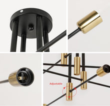 Load image into Gallery viewer, Ceiling Light 8 Lights E27 Modern Chandelier Semi-Flush Mount 90cm Black and Gold