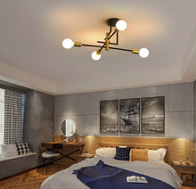 Load image into Gallery viewer, Ceiling Light Semi Flush Mount E27 4-Light Black and Gold/Black Modern Chandelier