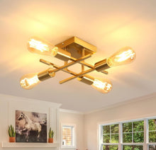Load image into Gallery viewer, Gold Ceiling Light Fixture 4-Light Industrial Ceiling Light E27 Modern 28 cm