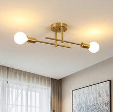 Load image into Gallery viewer, Ceiling Lamp Gold E27 Iron 2 Lights Industrial Chandelier Lamp