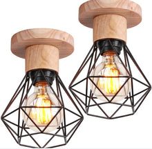 Load image into Gallery viewer, 2pcs Retro Ceiling Light Fixture Vintage Black Ceiling Light Indoor Wood and Metal Ceiling Lamp