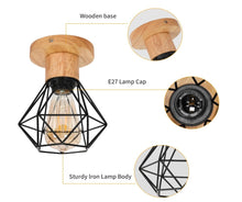 Load image into Gallery viewer, 2pcs Retro Ceiling Light Fixture Vintage Black Ceiling Light Indoor Wood and Metal Ceiling Lamp