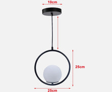 Load image into Gallery viewer, Modern Metal Circle Glass Globe Shaped Pendant Ceiling Light Black E27