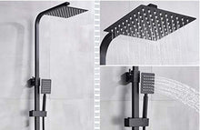 Load image into Gallery viewer, Adjustable Shower System with Overhead Rainfall Shower Head and Handheld Sprayer Modern Black Finish Surface-Mounted