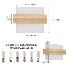 Load image into Gallery viewer, Wall Light Retro Wooden 3 Color Light E27 Wall Light Frosted Glass Wall Lantern Rectangle