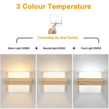 Load image into Gallery viewer, Wall Light Retro Wooden 3 Color Light E27 Wall Light Frosted Glass Wall Lantern Rectangle