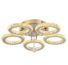 Load image into Gallery viewer, Crystal Silver Chandelier LED Ceiling Light Modern Warm White 5 Rings