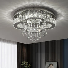 Load image into Gallery viewer, LED Chandelier Ceiling Light Silver Flush Mount 3 Color Lights 40cm