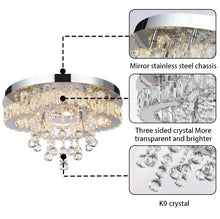 Load image into Gallery viewer, LED Chandelier Ceiling Light Silver Flush Mount 3 Color Lights 40cm