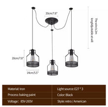 Load image into Gallery viewer, Vintage Black Ceiling Light Shade Spider 3-Light Chandelier Pendant Light E27