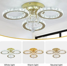 Load image into Gallery viewer, LED Gold Ceiling Light Fixture Crystal Chandelier Dimmable with Remote Control 44cm