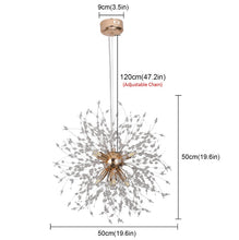 Load image into Gallery viewer, Modern Chandelier Fireworks Pendant Light Crystal Ceiling Light G9 Bulb 50cm Gold
