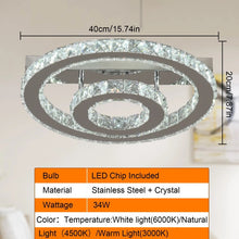 Load image into Gallery viewer, Crystal LED Silver Ceiling Light Chandelier Dimmable with Remote Control 40cm