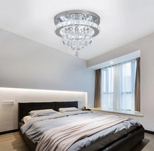 Load image into Gallery viewer, LED Crystal Silver Chandelier Ceiling Light Pendant Light Cold White 30x25cm
