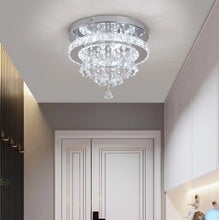 Load image into Gallery viewer, LED Crystal Silver Chandelier Ceiling Light Pendant Light Cold White 30x25cm