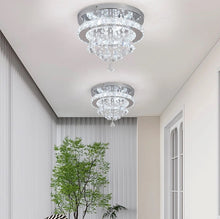 Load image into Gallery viewer, LED Crystal Silver Chandelier Ceiling Light Pendant Light Cold White 30x25cm