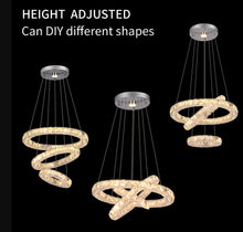 Load image into Gallery viewer, Modern Crystal Chandelier Silver LED Ceiling Lights Pendant ( 40+30+20cm ) 3 Color Lights