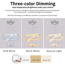 Load image into Gallery viewer, Modern Crystal Chandelier Silver LED Ceiling Lights Pendant ( 40+30+20cm ) 3 Color Lights