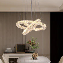 Load image into Gallery viewer, Modern Crystal Chandelier Silver LED Ceiling Lights Pendant ( 40+30+20cm ) 3 Color Lights