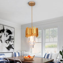 Load image into Gallery viewer, Crystal Chandelier Pendant Light Ceiling Light Height Adjustable Black/Gold E27