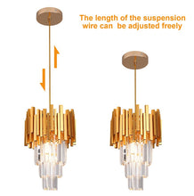 Load image into Gallery viewer, Crystal Chandelier Pendant Light Ceiling Light Height Adjustable Black/Gold E27