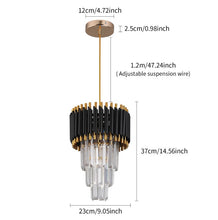 Load image into Gallery viewer, Crystal Chandelier Pendant Light Ceiling Light Height Adjustable Black/Gold E27