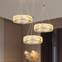 Load image into Gallery viewer, Crystal Silver Chandelier LED Ceiling Lights Pendant Light Changeable 30W