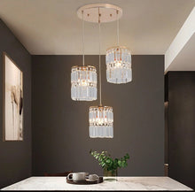 Load image into Gallery viewer, Crystal Chandelier 3-Light Ceiling Gold Pendant Lighting E14
