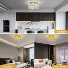 Load image into Gallery viewer, LED Crystal Chandelier Ceiling Light Pendant Light Gold 40/50cm 3 Color Lights