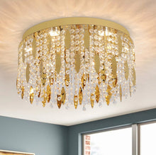 Load image into Gallery viewer, Crystal LED Ceiling Light Gold Chandelier 3 Color Lights 40x20 cm