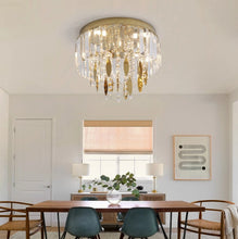 Load image into Gallery viewer, Crystal LED Ceiling Light Gold Chandelier 3 Color Lights 30x24cm
