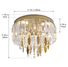Load image into Gallery viewer, Crystal LED Ceiling Light Gold Chandelier 3 Color Lights 30x24cm