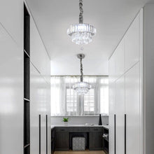 Load image into Gallery viewer, Crystal Pendant Light Silver Ceiling Light LED Chandelier 3 Color Lights