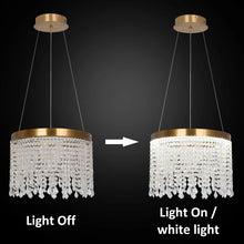 Load image into Gallery viewer, Crystal Chandelier LED Gold Ceiling Pendant Lamp Height Adjustable 47W 3 Color Lights
