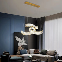 Load image into Gallery viewer, Crystal LED Chandelier Gold Ceiling Light Pendant Lamp 3 Color Lights 55cm