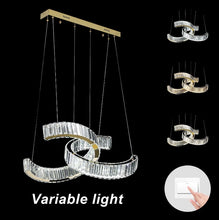 Load image into Gallery viewer, Crystal LED Chandelier Gold Ceiling Light Pendant Lamp 3 Color Lights 55cm
