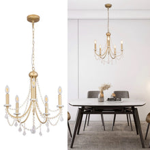 Load image into Gallery viewer, Crystal Chandelier 5-Lights Ceiling Light Pendant Lighting Fixture Lamp Gold E12