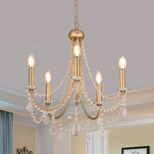 Load image into Gallery viewer, Crystal Chandelier 5-Lights Ceiling Light Pendant Lighting Fixture Lamp Gold E12