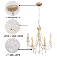 Load image into Gallery viewer, Crystal Chandelier 5-Lights Ceiling Light Pendant Lighting Fixture Lamp Gold E12