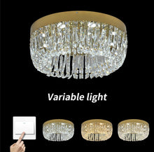 Load image into Gallery viewer, LED Ceiling Light Crystal Chandelier Gold Pendant Light 3 Color Lights 50x21cm