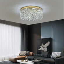 Load image into Gallery viewer, LED Ceiling Light Crystal Chandelier Gold 3 Color Lights 50x21cm