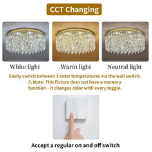 Load image into Gallery viewer, LED Ceiling Light Crystal Chandelier Gold 3 Color Lights 50x21cm